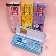 FAY Pencil , Pencil  Set Double Layer Pen Cases, Cute My Melody Cinnamoroll Cartoon Kuromi Stationery Set