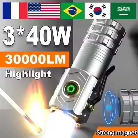 2024 New Led Mini Flashlight 3 Core LED Mini Tactical Flashlight 18500 Ultra Powerful Led Torch 3000