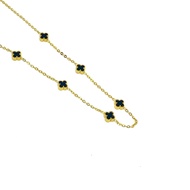 CSL Kalung Clover Bunga Titanium 17mm Bolak Balik Hitam Anti Karat Anti Luntur Gold Silver