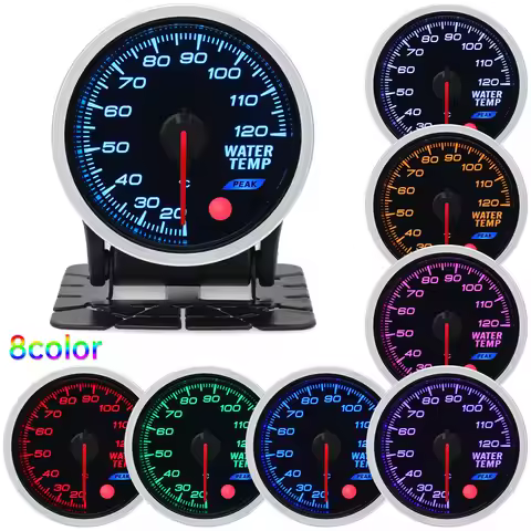 52mm 8 Colors Car Gauge Oil Pressure Bar PSI Water Temp Oil Temp EGT Exhaust Temp Turbo Boost Tachom