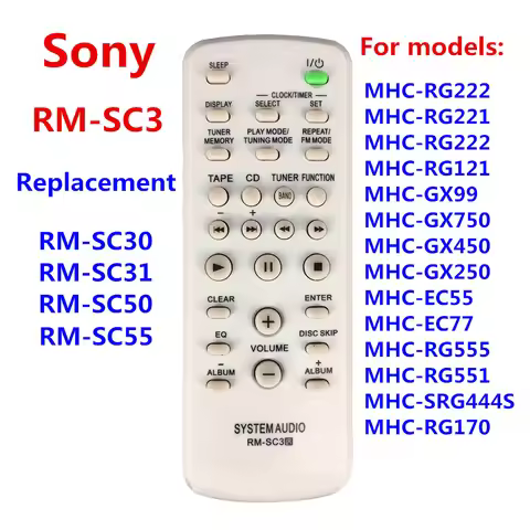RM-SC3 NEW remote for RM-SC30 RM-SC31 RM-SC50 RM-SC55 For SONY CD HIFI System Audio MHC-RG222 MHC-RG