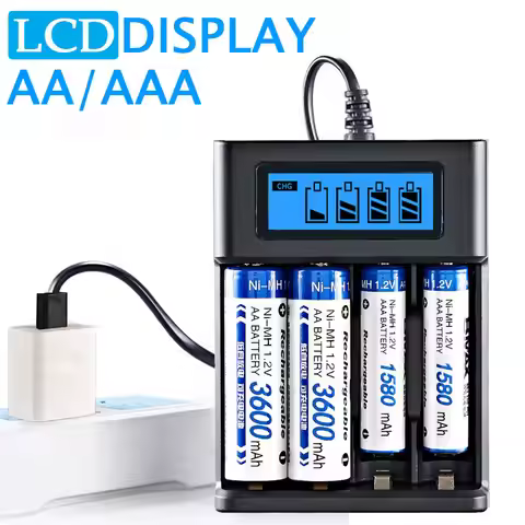 LCD Display AA / AAA Battery USB Charger 4 Slots For NI-MH /NI-CD AA AAA 1.2V Rechargeable Battery I
