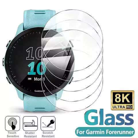 5Pcs Ultra Clear Tempered Glass For Garmin Forerunner 55/235/245/245M/255/255S/645/935/945/955 Watch