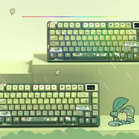 Womier SK80 Green Keyboard Gasket Mounted RGB Hot Swap with Color OLED Display 75% Mechanical Gaming