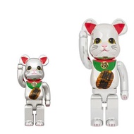 BEARBRICK 招き猫 開運 銀メッキ 発光 400％ be@rbrick 1000%  招財貓 發光招財貓 lucky cat