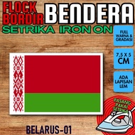 Flock iron-on Badge Patch with Flag Country Embroidery - BELARUS [01]