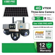 V380 Pro Solar Wireless IP66 Outdoor waterproofing VTS30 Three lens Wifi CCTV Camera Built-in Batter
