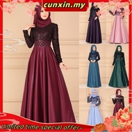 Muslimah Women Plus Size Long Sleeve Lacey Maxi Muslim Dinner Evening Dress Gown dress muslimah with