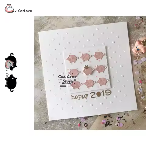 2PCS Pig Animal Metal Cutting Dies Stencils For DIY Scrapbooking Paper Card Decorative Craft Dies Em