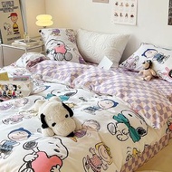 🧺Snoopy 聯名 全新全棉印染圖案高級床單被套 四件套裝