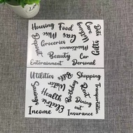 [Y&G] 2 Sheet/lot 29 Words Transparent Boldface PVC Budget Envelope Label Sticker Cash Planner Budge