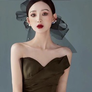 Mori Series Black Stretch Net Juan Yarn Diamond-Studded Bow Hair Clip Headdress Super Fairy Atmosphe