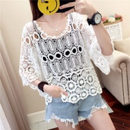 [Women Clothing.]เสื้อผ้าไอจี ใหม่ปักกลวงถักเสื้อกันหนาวบางศิลปะผู้หญิงเครื่องปรับอากาศเสื้อลูกไม้ด้านบนเสื้อ