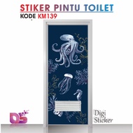 Premium Toilet Door Sticker 60cmx190cm 70cmx200cm Artistic Sea-Animals Motif Sticker KM139-143