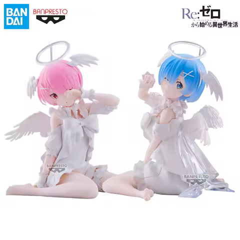 Banpresto Re:Zero Relax Time Rem & Ram Sweet Angel Ver. Anime Action Character Model Collectible Orn
