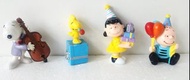 Peanuts Birthday Figurines Set 懷舊香港玩具史路比膠公仔:史努比彈大提琴LUCY. WOODSTOCK, CHARLIE BROWN 