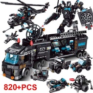 820pcs City Police Station Building Blocks Compatible City SWAT Team Truck Blocks Educational Toy For Boy Children Gift Birthday