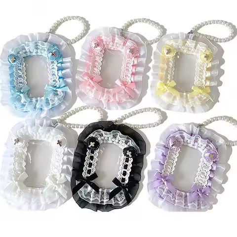 Sweet Lolita Lace Photocard Sleeve Bow Frame Card Holder Kpop Photocard Display Case ItaBag Accessor