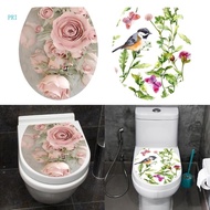 pri Toilet Stool Commode Sticker Home Decor Bathroon Decor 3D Printed Flower View