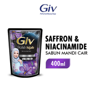 Giv White Hijab Sabun Mandi Cair Saffron & Niacinamide Pouch 400ml