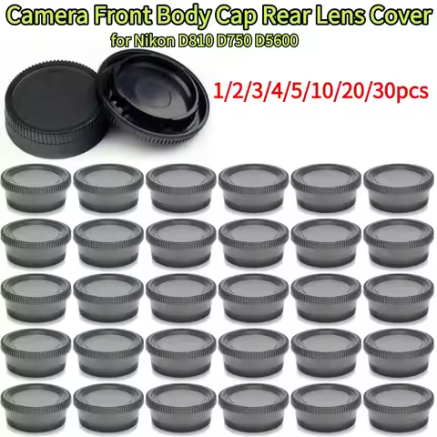 Camera Front Body Cap+Camera Lenses Rear Lens Cover for Nikon D810 D750 D5600 Plastic Black Lens Cap