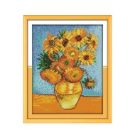✕ Famous sunflower painting cross stitch kit 14ct 11ct count printed canvas stitching embroidery DIY handmade needlework plus