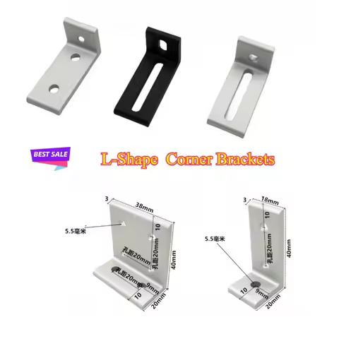1PCS L-Shape Black Corner Brackets Aluminum Connector 2020 2040 3030 3060 4040 4080 Fitting Angle Al