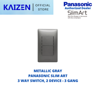 Panasonic Slim Art Series 3 Way 2 Device - 3 Gang  Switch (Snow White/ Metallic Gray / Metallic Blac