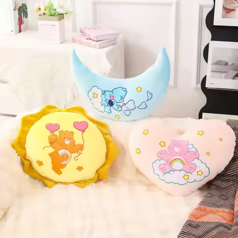 Care Bears Rainbow Bear Plush Pillow Star Moon Sun Heart Home Decor Stuffed Toys Dolls Cartoon Plush