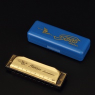 Chromatic Key of C Harmonica 10 Holes 40 Tones Mouth Organ Silver with Exquisite Case