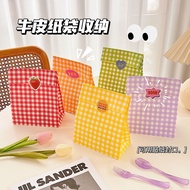 Instagram Colorful Checkered Kraft Paper Bag Gift Packaging Small Gift Paper Bag Cute Storage and Sorting Bag