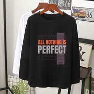  Baju grafik all nothing is perfect graphic t-shirt lengan panjang perempuan women modern Muslimah labuh pkian