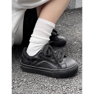 Pin Black Sneakers Women Original Women's Shoes Niche All-Match Small Black Shoes Retro Casual Shoes