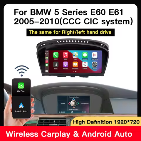 8.8' For BMW 3 5 Series Wireless Apple CarPlay Android Auto E90 E91 E60 E61 2005-2010 CCC CIC Car Mu