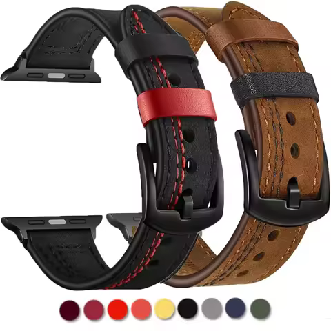 Leather strap For Apple watch 9 10 band 46mm 44mm 45mm 49mm 41mm 42mm Accessorie correa bracelet iWa