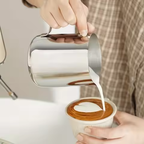 5/12oz Stainless Steel Manual Milk Frother Pitcher Handheld Milk Foaming Jug for Cappuccino Latte Ar