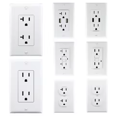 1pcs White America 2way PC Panel Outlet Wall socket 120 type double US Receptacle NEMA 5-15R 5-20R p