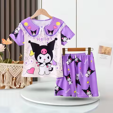 3-15 years old fashionable children's clothing lace girl cartoon home clothes comfortable T-shirt se