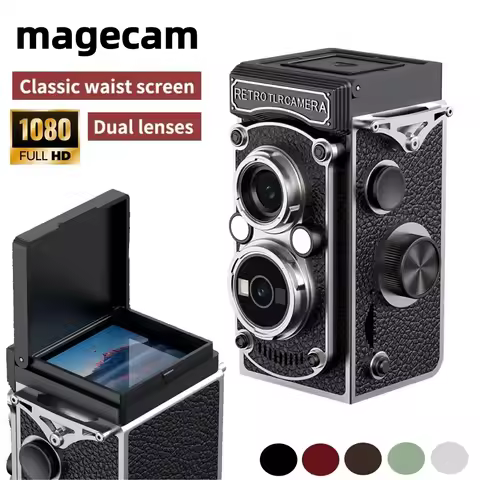 Magecam Vintage Mini Digital Camera Autofocus 1080P HD Video Vlogging 1.54 Inch Retro TLR Portable C