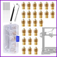 3D Printer Nozzle 0.4mm Brass Parts 25 Pieces 3D Printer Brass Hot End Nozzles with Tools and Storag