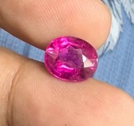 ทัวร์มาลีนรูเบลไลท์สีชมพูร้อน 2.57 กะรัต 9.3x7.7x5.8 มม. พลอยธรรมชาติ 100% Hot pink Rubellite tourma