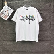 PRADA T-Shirt Bercetak Uniseks T-Shirt Perniagaan T-Shirt Perjalanan T-Shirt Sukan T-Shirt Jenama Be