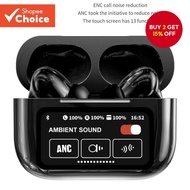 A9 Pro TWS Screen Wireless Bluetooth Earphone ANC ENC Noise Cancelling HiFi Stereo Headset