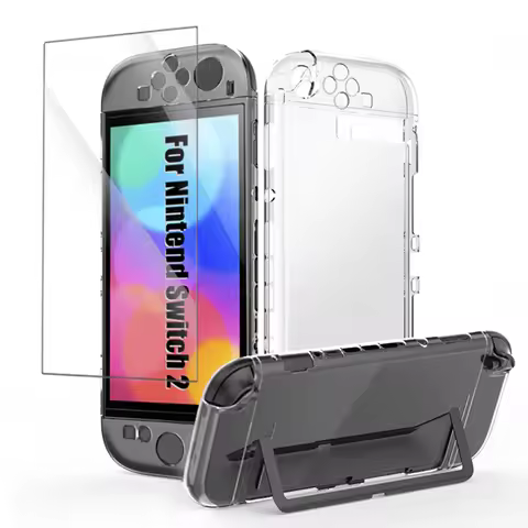 Transparent PC+TPU Case For Nintend Switch 2 Game Console Anti Scratch Glass Screen Protector Protec