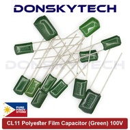CL11 Polyester Film Capacitor 100V Green 2A332J 2A472J 2A103J 2A223J 2A473J 2A104J 2A224J