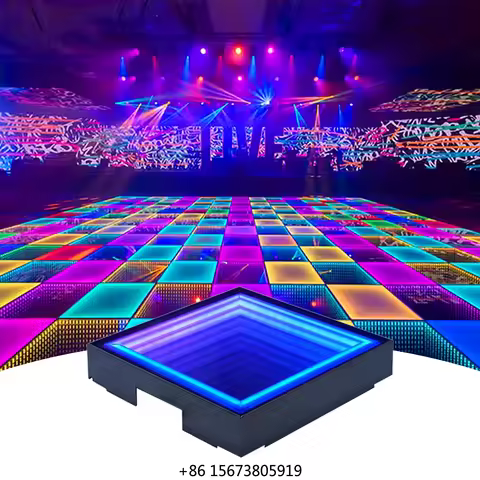 Led Dance Floor Tile 3D Infinity Mirror Magnetic Tempered Glass Led Dance Floor Panel Light for Wedd