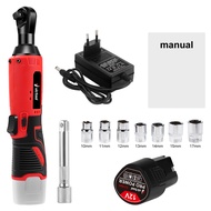 【รับประกัน 5ปี】【24Hจัดส่ง】กุญแจไฟฟ้ามุมขวาไร้สาย 12V 35NM 3/8 "ชุดกุญแจ Ratchet ซ่อมรถยนต์เครื่องมือ