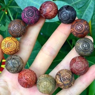 ✽♠▨ Lobular red sandalwood full of gold star bracelet male 20 old material carving Pixiu sandalwood agarwood Buddha bead bracelet female gold silk Nan