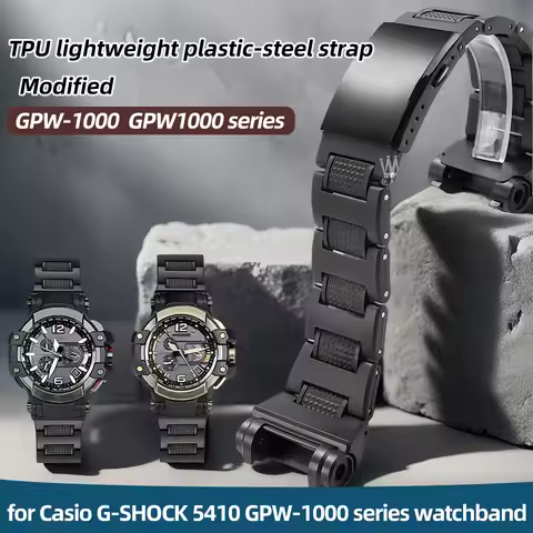 gpw1000 Black TPU lightweight plastic-steel strap for Casio G-SHOCK 5410 GPW-1000 series modified Me