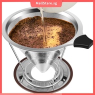 Pour Over Coffee Dripper Ultra-Fine Mesh Coffee Strainer 304 Stainless Steel Coffee Metal Cone Filter with Stand 10.4x9.5cm SHOPSKC8581
